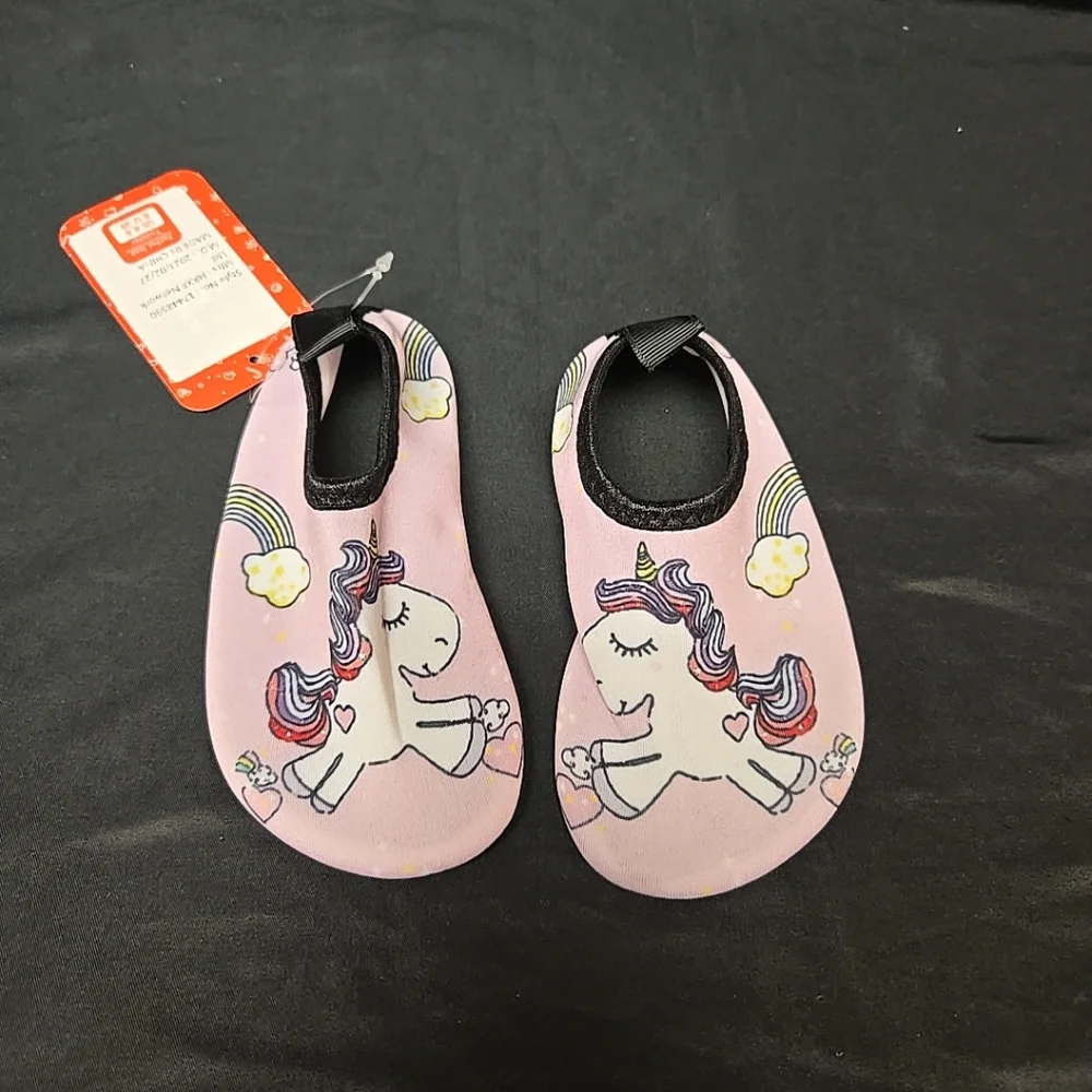 Size 8.5 US Toddler Girl Unicorn Water Shoes Pink & Black By PatPat